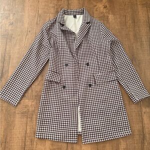 SHEIN Brown Checkered Fabric Coat